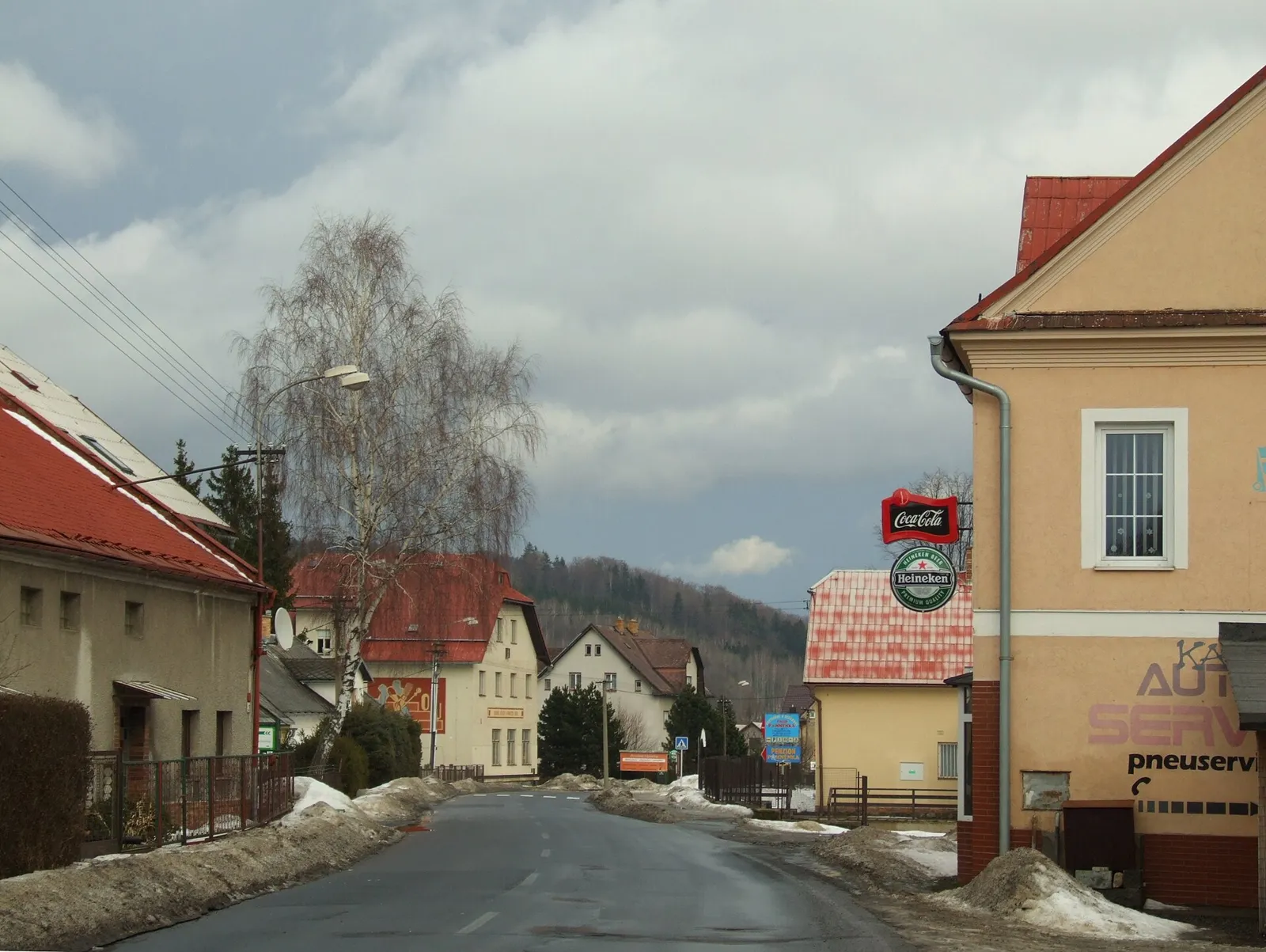 Pohled na obec Lipová-lázně, okres Jeseník