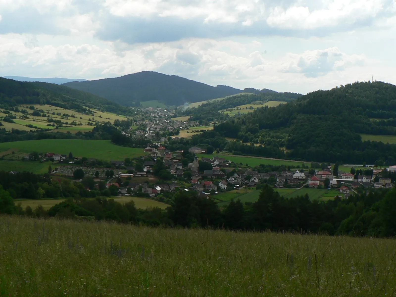 Pohled na obec Ruda nad Moravou, okres Šumperk
