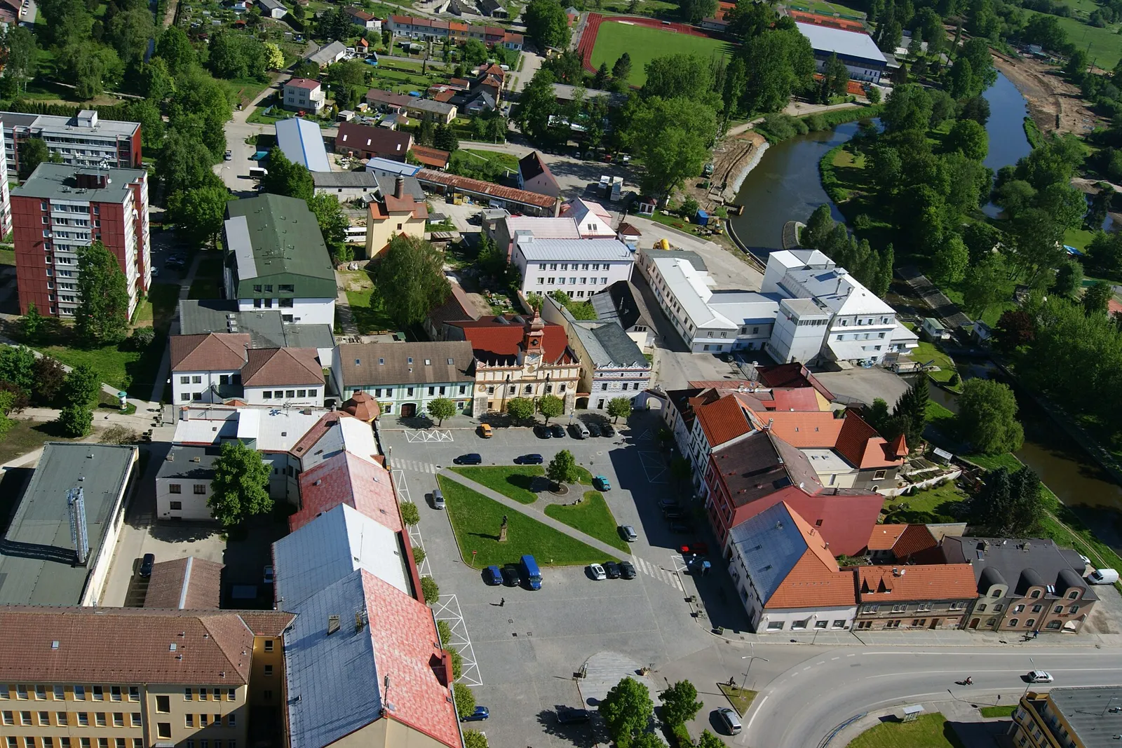 Pohled na obec Veselí nad Lužnicí, okres Tábor