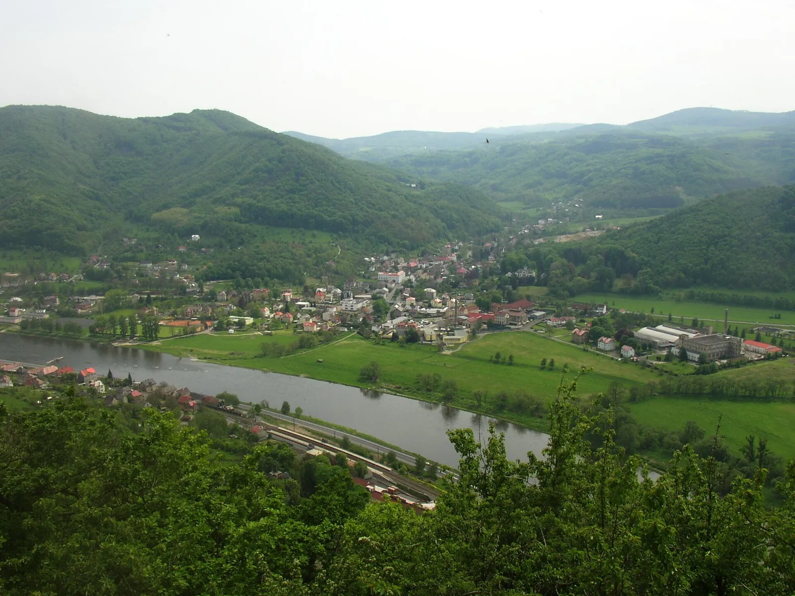 Pohled na obec Velké Březno, okres Ústí nad Labem