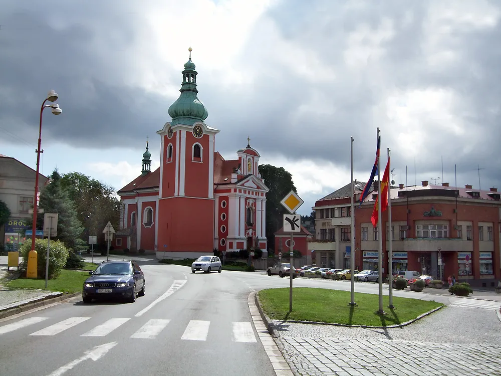 Pohled na obec Červený Kostelec, okres Náchod