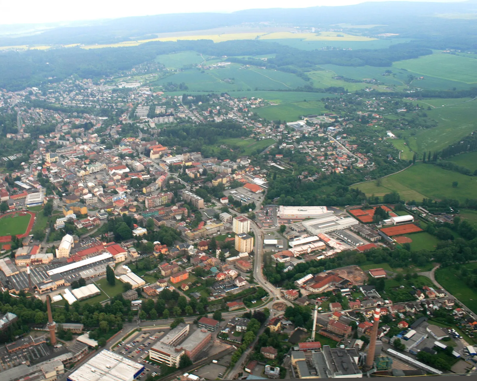 Pohled na obec Dvůr Králové nad Labem, okres Trutnov