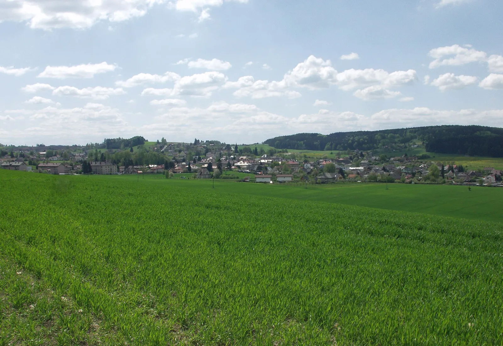 Pohled na obec Rtyně v Podkrkonoší, okres Trutnov