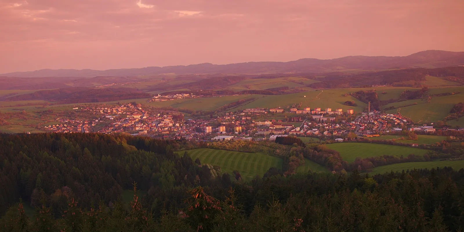 Pohled na obec Valašské Klobouky, okres Zlín